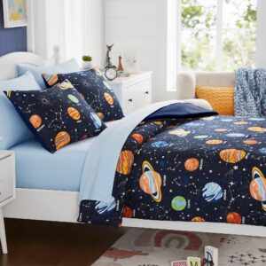 Kaleido Space Twin Comforter Set with Sheets - 5 Pieces Kids Twin Bedding Sets, Glow in The Dark Space Twin Bed in a Bag with Comforter, Sheets, Pillowcase & Sham