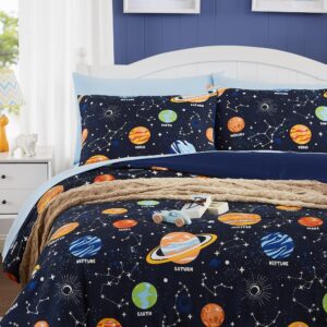 Kaleido Space Twin Comforter Set with Sheets - 5 Pieces Kids Twin Bedding Sets, Glow in The Dark Space Twin Bed in a Bag with Comforter, Sheets, Pillowcase & Sham