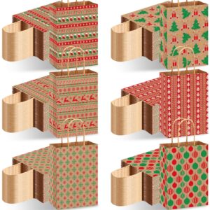 fulmoon 120 pieces christmas kraft gift bags bulk xmas assorted paper gift bags with handle holiday christmas gift bags for christmas presents xmas party favor supplies decor