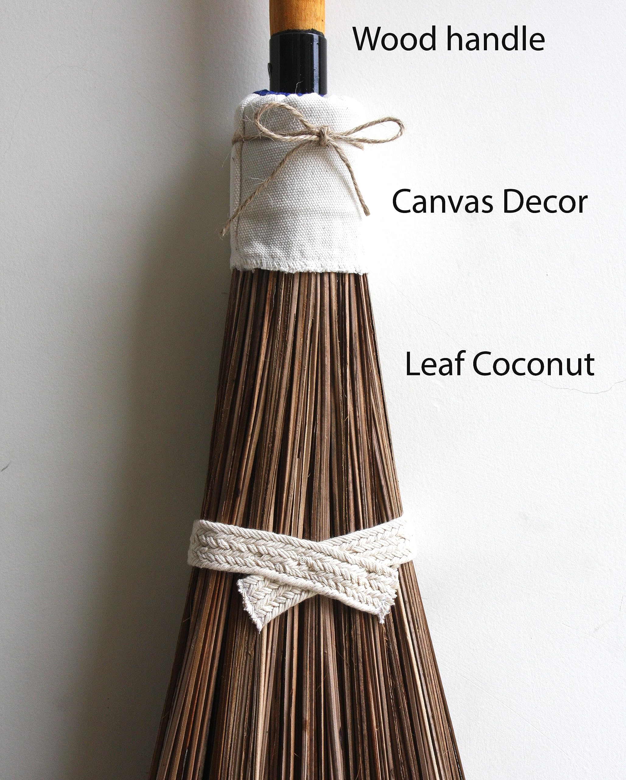 Nekenky Coconut Broom - 55 Inches Length, Heavy Duty Broom, Garden Broom, Natural Broom, Outdoor Broom, Garage Broom, Hard Floor Broom, Outdoor Brooms for Sweeping Patio