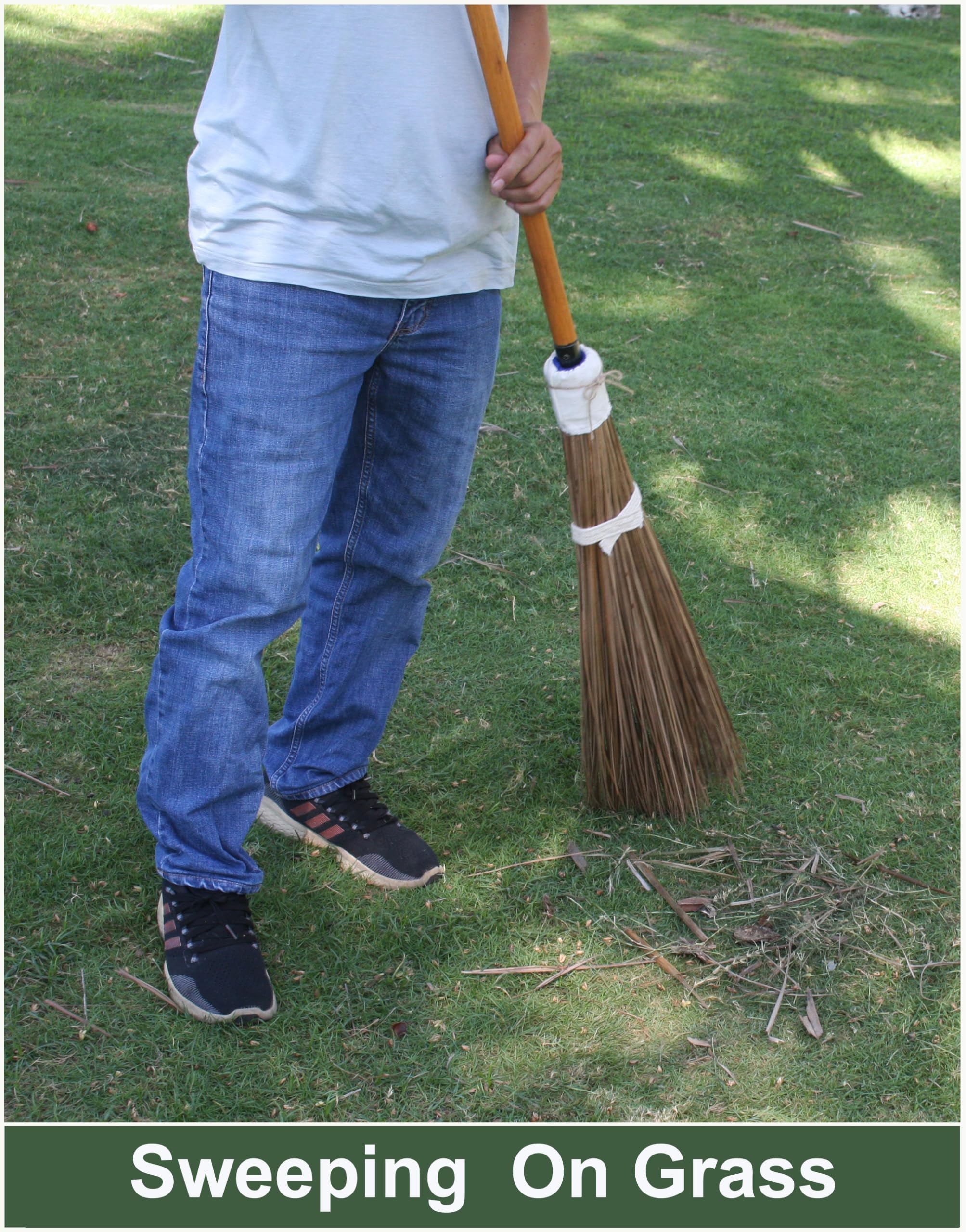 Nekenky Coconut Broom - 55 Inches Length, Heavy Duty Broom, Garden Broom, Natural Broom, Outdoor Broom, Garage Broom, Hard Floor Broom, Outdoor Brooms for Sweeping Patio