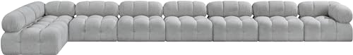 Meridian Furniture 611Grey-Sec8B Ames Collection Modern | Contemporary Modular Sectional with Rich Grey Boucle Fabric, Modular to Create Infinite Configurations, 204" W x 68" D x 28" H, Grey