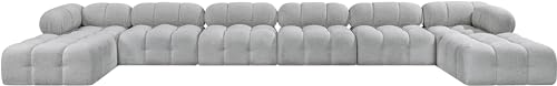 Meridian Furniture 611Grey-Sec8B Ames Collection Modern | Contemporary Modular Sectional with Rich Grey Boucle Fabric, Modular to Create Infinite Configurations, 204" W x 68" D x 28" H, Grey