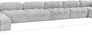 Meridian Furniture 611Grey-Sec8B Ames Collection Modern | Contemporary Modular Sectional with Rich Grey Boucle Fabric, Modular to Create Infinite Configurations, 204" W x 68" D x 28" H, Grey