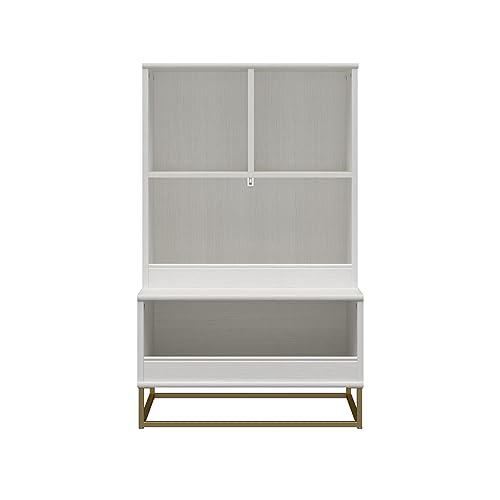 Little Seeds Charlie Kids Multi-Use Toy Storage Organizer & Bookcase, White with Golden Bronze