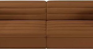 Meridian Furniture 194Saddle-S119 Cascade Collection Modern | Contemporary Modular Sofa with Soft Saddle Velvet Fabric, Deep Channel Tufting, Curved Arms, 118" W x 35" D x 28" H, Saddle