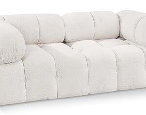 Meridian Furniture 611Cream-S68A Ames Collection Modern | Contemporary Modular Sofa with Rich Cream Boucle Fabric, Modular to Create Infinite Configurations, 68" W x 34" D x 28" H, Cream