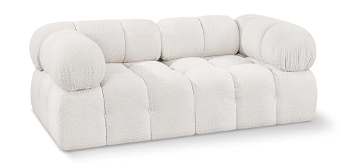 Meridian Furniture 611Cream-S68A Ames Collection Modern | Contemporary Modular Sofa with Rich Cream Boucle Fabric, Modular to Create Infinite Configurations, 68" W x 34" D x 28" H, Cream