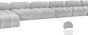 Meridian Furniture 611Grey-Sec8B Ames Collection Modern | Contemporary Modular Sectional with Rich Grey Boucle Fabric, Modular to Create Infinite Configurations, 204" W x 68" D x 28" H, Grey