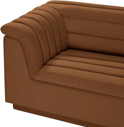 Meridian Furniture 194Saddle-S119 Cascade Collection Modern | Contemporary Modular Sofa with Soft Saddle Velvet Fabric, Deep Channel Tufting, Curved Arms, 118" W x 35" D x 28" H, Saddle