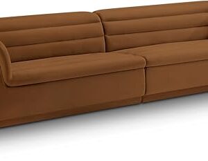 Meridian Furniture 194Saddle-S119 Cascade Collection Modern | Contemporary Modular Sofa with Soft Saddle Velvet Fabric, Deep Channel Tufting, Curved Arms, 118" W x 35" D x 28" H, Saddle