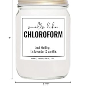 YouNique Designs Smells Like Chloroform Scented Candle, 8 Oz, True Crime Gifts for Women, Serial Killer Gifts for Women, Crime Junkie Merch, All Natural Soy Vegan Candles (Lavender & Vanilla)