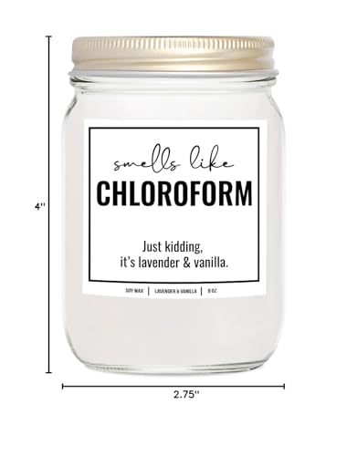 YouNique Designs Smells Like Chloroform Scented Candle, 8 Oz, True Crime Gifts for Women, Serial Killer Gifts for Women, Crime Junkie Merch, All Natural Soy Vegan Candles (Lavender & Vanilla)