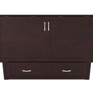 AFI, Chelsea Mid-Century Modern Queen Solid Wood Murphy Bed Chest with Mattress in Espresso