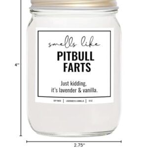 YouNique Designs Smells Like Pitbull Farts Soy Candle Gifts for Pitbull Lovers - Pit Bull Mom Gifts for Women - Pitbull Mom Gifts Dog Farts Candle 8oz - Gifts for Dog Lovers (Lavender & Vanilla)