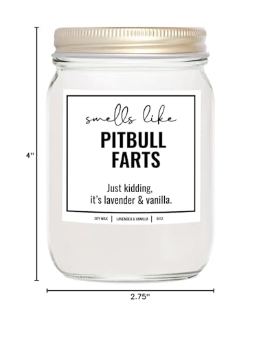 YouNique Designs Smells Like Pitbull Farts Soy Candle Gifts for Pitbull Lovers - Pit Bull Mom Gifts for Women - Pitbull Mom Gifts Dog Farts Candle 8oz - Gifts for Dog Lovers (Lavender & Vanilla)