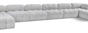 Meridian Furniture 611Grey-Sec8B Ames Collection Modern | Contemporary Modular Sectional with Rich Grey Boucle Fabric, Modular to Create Infinite Configurations, 204" W x 68" D x 28" H, Grey