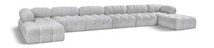 meridian furniture 611grey-sec8b ames collection modern | contemporary modular sectional with rich grey boucle fabric, modular to create infinite configurations, 204" w x 68" d x 28" h, grey