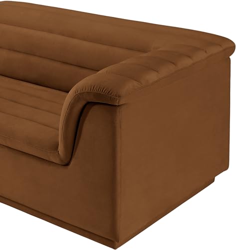 Meridian Furniture 194Saddle-S119 Cascade Collection Modern | Contemporary Modular Sofa with Soft Saddle Velvet Fabric, Deep Channel Tufting, Curved Arms, 118" W x 35" D x 28" H, Saddle