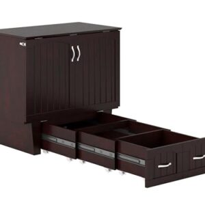 AFI, Sydney Twin Wood Murphy Bed Chest with Storage and Charging Station, Espresso