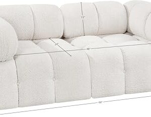 Meridian Furniture 611Cream-S68A Ames Collection Modern | Contemporary Modular Sofa with Rich Cream Boucle Fabric, Modular to Create Infinite Configurations, 68" W x 34" D x 28" H, Cream