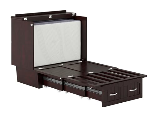 AFI, Sydney Twin Wood Murphy Bed Chest with Storage and Charging Station, Espresso