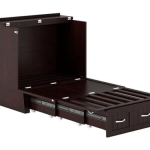 AFI, Sydney Twin Wood Murphy Bed Chest with Storage and Charging Station, Espresso