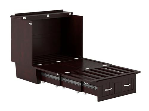 AFI, Sydney Twin Wood Murphy Bed Chest with Storage and Charging Station, Espresso