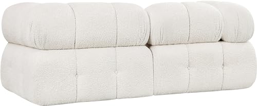 Meridian Furniture 611Cream-S68A Ames Collection Modern | Contemporary Modular Sofa with Rich Cream Boucle Fabric, Modular to Create Infinite Configurations, 68" W x 34" D x 28" H, Cream