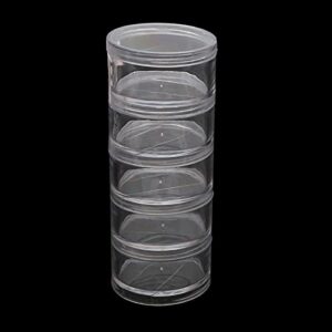 1 set 5 layer cylinder stackable bead containers plastic round clear storage jar box for beads buttons crafts small item jewelry bags mini cheap