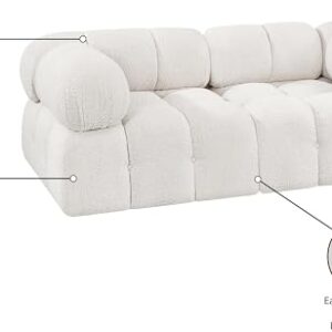 Meridian Furniture 611Cream-S68A Ames Collection Modern | Contemporary Modular Sofa with Rich Cream Boucle Fabric, Modular to Create Infinite Configurations, 68" W x 34" D x 28" H, Cream