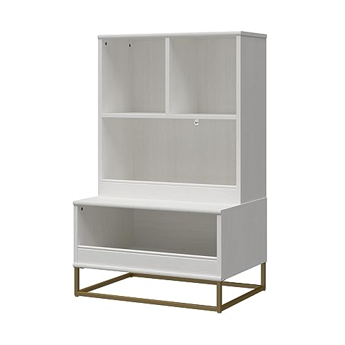 Little Seeds Charlie Kids Multi-Use Toy Storage Organizer & Bookcase, White with Golden Bronze