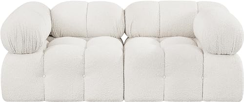 Meridian Furniture 611Cream-S68A Ames Collection Modern | Contemporary Modular Sofa with Rich Cream Boucle Fabric, Modular to Create Infinite Configurations, 68" W x 34" D x 28" H, Cream