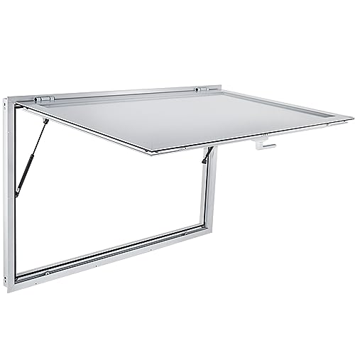 VEVOR Concession Window 36 x 24 Inch, Concession Stand Serving Window Door with Double-Point Fork Lock, Concession Awning Door Up to 85 Degrees for Food Trucks, Glass Not Included