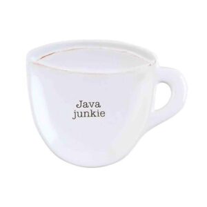 coffee tea spoon rest tea bag holder | mug shape with " java junkie "