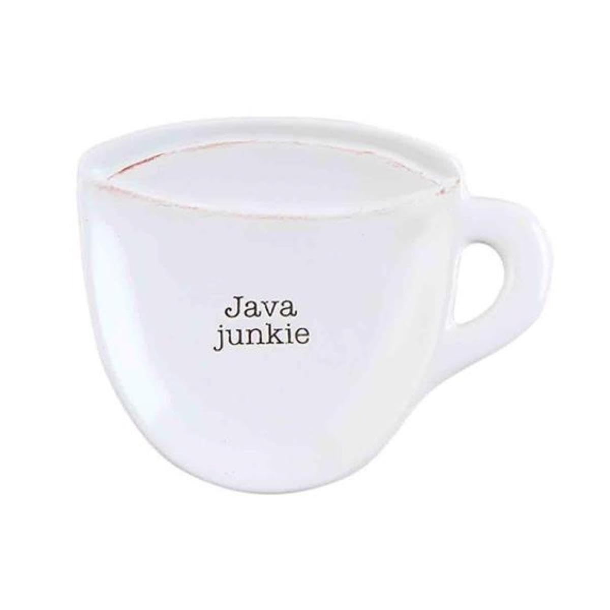 Coffee Tea Spoon Rest Tea Bag Holder | Mug Shape With " Java Junkie "