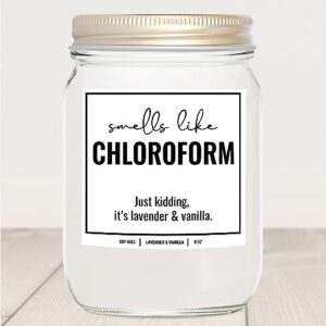 YouNique Designs Smells Like Chloroform Scented Candle, 8 Oz, True Crime Gifts for Women, Serial Killer Gifts for Women, Crime Junkie Merch, All Natural Soy Vegan Candles (Lavender & Vanilla)