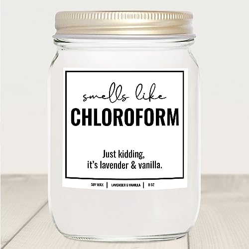 YouNique Designs Smells Like Chloroform Scented Candle, 8 Oz, True Crime Gifts for Women, Serial Killer Gifts for Women, Crime Junkie Merch, All Natural Soy Vegan Candles (Lavender & Vanilla)