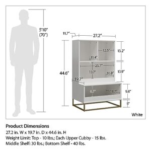 Little Seeds Charlie Kids Multi-Use Toy Storage Organizer & Bookcase, White with Golden Bronze