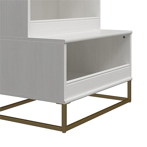 Little Seeds Charlie Kids Multi-Use Toy Storage Organizer & Bookcase, White with Golden Bronze