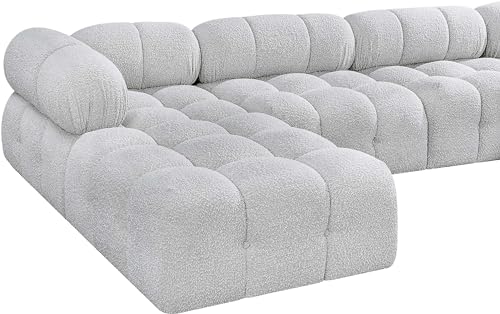 Meridian Furniture 611Grey-Sec8B Ames Collection Modern | Contemporary Modular Sectional with Rich Grey Boucle Fabric, Modular to Create Infinite Configurations, 204" W x 68" D x 28" H, Grey