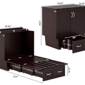 AFI, Sydney Twin Wood Murphy Bed Chest with Storage and Charging Station, Espresso