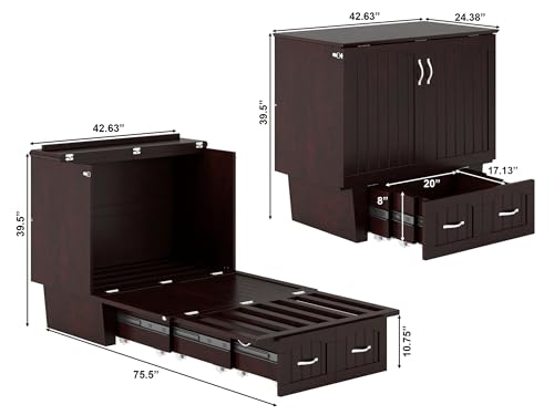 AFI, Sydney Twin Wood Murphy Bed Chest with Storage and Charging Station, Espresso