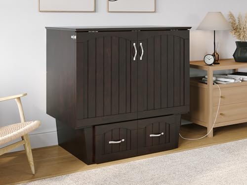 AFI, Sydney Twin Wood Murphy Bed Chest with Storage and Charging Station, Espresso