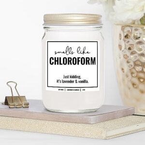 YouNique Designs Smells Like Chloroform Scented Candle, 8 Oz, True Crime Gifts for Women, Serial Killer Gifts for Women, Crime Junkie Merch, All Natural Soy Vegan Candles (Lavender & Vanilla)