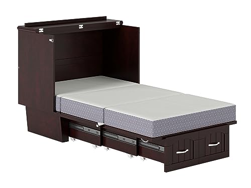 AFI, Sydney Twin Wood Murphy Bed Chest with Storage and Charging Station, Espresso