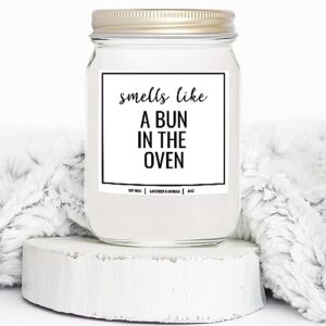 YouNique Designs Pregnancy Announcement Candle for Grandparents Dad Family Uncle Aunt, 8 Oz, Pregnancy Reveal to Parents, White All Natural Soy Vegan Aromatherapy Candles (Lavender & Vanilla)