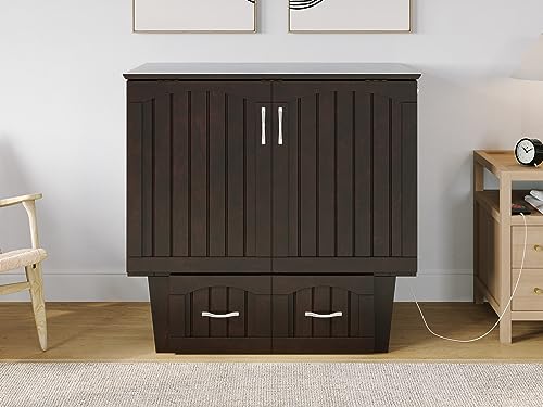 AFI, Sydney Twin Wood Murphy Bed Chest with Storage and Charging Station, Espresso