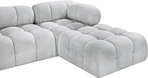 Meridian Furniture 611Grey-Sec8B Ames Collection Modern | Contemporary Modular Sectional with Rich Grey Boucle Fabric, Modular to Create Infinite Configurations, 204" W x 68" D x 28" H, Grey