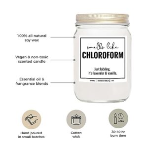 YouNique Designs Smells Like Chloroform Scented Candle, 8 Oz, True Crime Gifts for Women, Serial Killer Gifts for Women, Crime Junkie Merch, All Natural Soy Vegan Candles (Lavender & Vanilla)